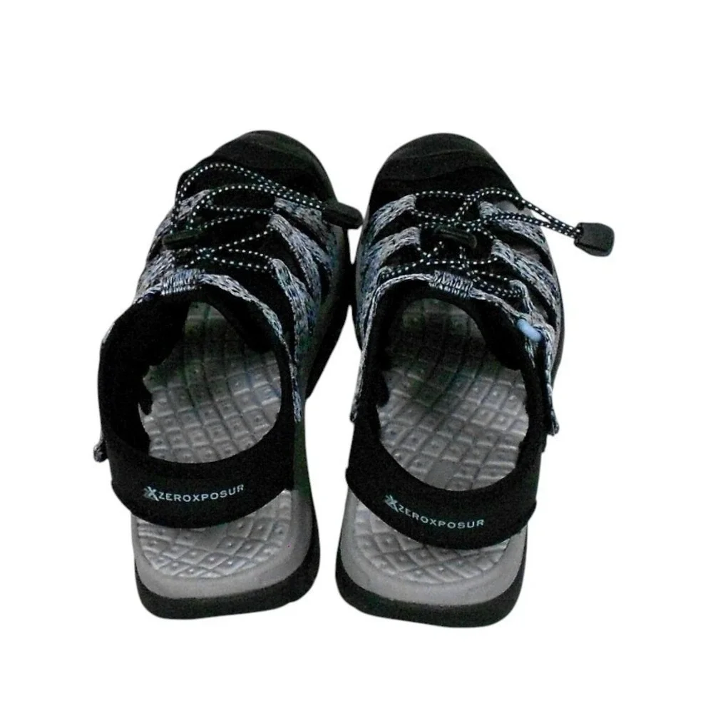 ZeroXposur Water Sandals Womens 7 Black Gray Toe Protection Lace Up River Hiking